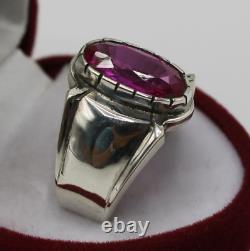 100% Original Purple Topaz Real Topaz Unisex Ring Oval Shape Pink Topaz Ring