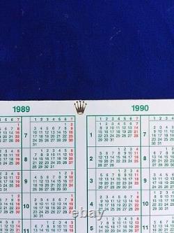 100% Original Vintage Rolex Calendar Card 1989/1990 Excellent Condition