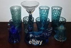 11 Piece Assortment Of Rare Vintage Uranium Vaseline Glass Excellent Condition