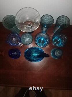 11 Piece Assortment Of Rare Vintage Uranium Vaseline Glass Excellent Condition
