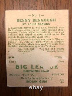 1933 Goudey Benny Bengough #1 Authentic Good Condition-paper loss on back