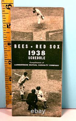 1938 Boston Red Sox & Bees Schedule Lumberman's Mutual Casualty Co