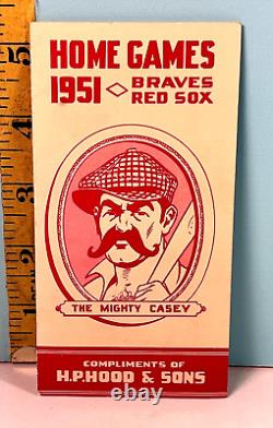 1951 Boston Red Sox & Braves Schedule The Mighty Casey Cvr H. P Hood & Sons