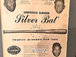 1956 Louisville Slugger Silver Bat Hank Aaron & Mickey Mantle Matted Advert