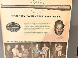 1956 Louisville Slugger Silver Bat Hank Aaron & Mickey Mantle Matted Advert