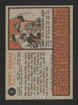 1962 Topps #5 Sandy Koufax Excellent Condition Priced To Sell