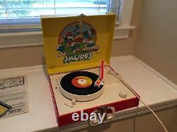 1982 Smurfs Phonograph Excellent Condition with Original Box & Owner's Manual
