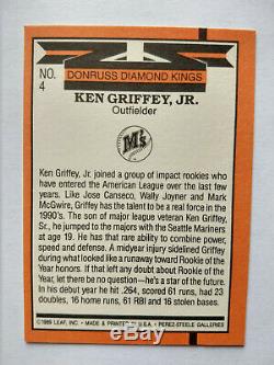1990 Donruss Ken Griffey Jr #4 Diamond Kings Baseball Card Excellent Condition