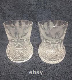 2 Edinburgh Crystal Thistle Old Fashion Glasses Excellent Condition