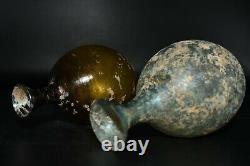 2 Intact Ancient Roman Glass Bottles in Excellent Condition Circa 1st Century AD