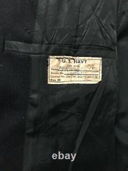 50's Original Pea Coat U. S. Navy Wool Size 38 Excellent Condition