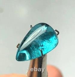5.20 carat drop shape flat back smooth blue tourmaline cabochon origin
