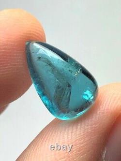 5.20 carat drop shape flat back smooth blue tourmaline cabochon origin
