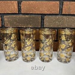 8 Vtg Culver 22kt Gold Chantilly Tumbler Highball Glasses Excellent Condition