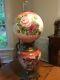Antique Hand Painted Gwtw Oil Lamp Electrified Excellent Condition