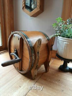 Antique Cedar Wood Barrel Butter Churn With Crank Excellent Condition