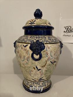 Antique Chinese Decorative Urn / Vase / Blue Lions Excellent Condition Look