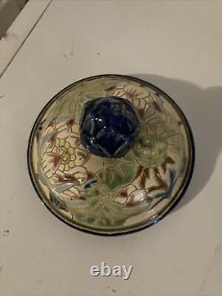 Antique Chinese Decorative Urn / Vase / Blue Lions Excellent Condition Look