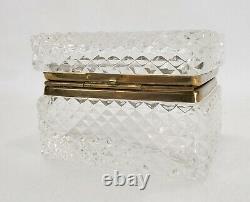 Antique Glass Dresser Box Brass Bound Excellent Condition