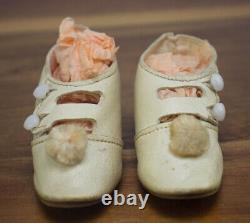 Antique Ivory Leather Doll Shoes Excellent Condition
