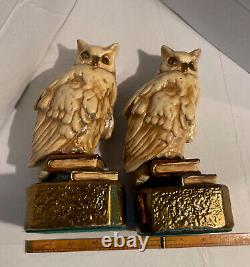 Antique Marion Bronze Clad Snowy-white Owl Bookendsexcellent-original Condition