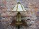 Antique Slag Glass Lamp Lighted Base Handel Miller B&h Era Excellent Condition