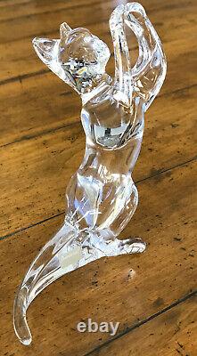 Authentic Signed Baccarat Crystal Standing Cat Figurine - Excellent Condition