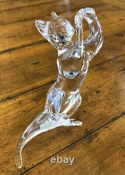 Authentic Signed Baccarat Crystal Standing Cat Figurine - Excellent Condition