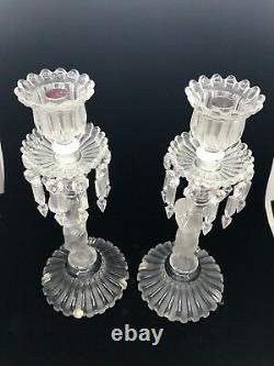 Baccarat Crystal Figural Candlesticks Pair Rare Excellent Condition Luminaires