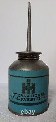 Blue IH International Harvester Litho Advertising Oil Can Excellent Condition