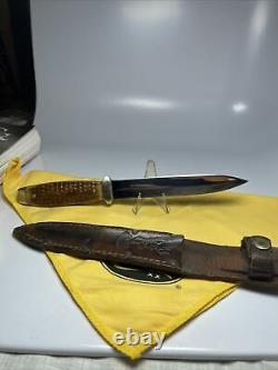 Case Tested green bone 1920-40 era sticker Hunting Knife Excellent Condition