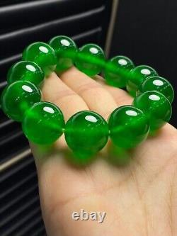 Certified Natural AAA Burmese High Icy Green 18mm Beads Jade jadeite Bracelets