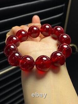 Certified Natural AAA Burmese High Icy Red 17mm Beads Jade jadeite Bracelets