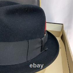 Champ Black Feel the Felt Fedora Hat Size 7 1/2 Excellent Condition Vintage