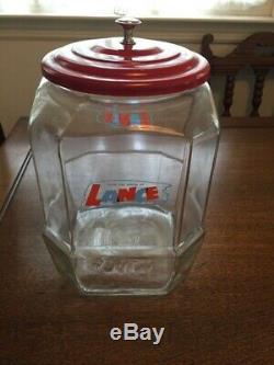 Country Store Vintage LANCE Cracker Jar & Metal LidExcellent Condition