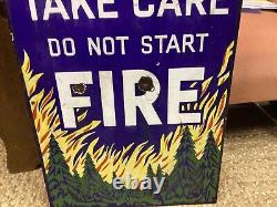 Enamel Sign, original Sign, do Not Start Fire, 1950's, excellent Condition