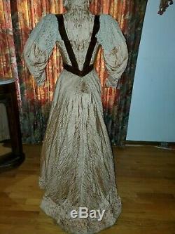 GORGEOUS Antique 1880s Silk & Velvet Bustle Gown Excellent Condition Must see