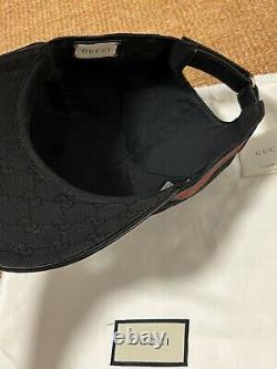 GUCCI Original GG Canvas Baseball Hat With Web Black Excellent Condition