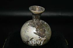 Genuine Intact Ancient Roman Glass Iridescent Bottle in Excellent Condition