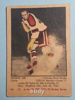 George Gee 1951-52 Parkie Rookie Card VG EX Condition For Age