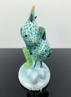 Herend Pair of Fish Figurine Green Fishnet EXCELLENT CONDITION