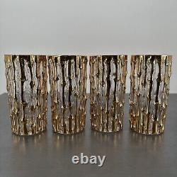Imperial Glass Gold Bamboo Glasses Lot Of 4 Is Excellent Condition