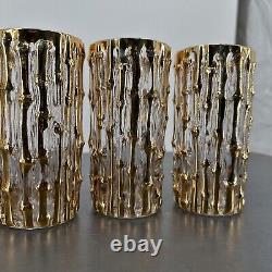 Imperial Glass Gold Bamboo Glasses Lot Of 4 Is Excellent Condition