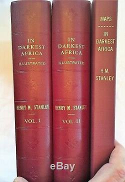 In Darkest Africa by Henry Stanley 1891 2 Vol Set of 3 Maps Excellent Condition