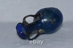 Intact Rare Ancient Roman Glass Bottle with Twin Handles in Excellent Condition