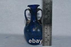 Intact Rare Ancient Roman Glass Bottle with Twin Handles in Excellent Condition
