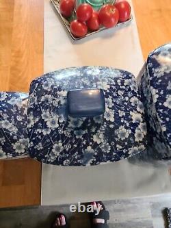 Ironstone Calico Blue Chintz Canister 4 Piece Set Excellent Condition