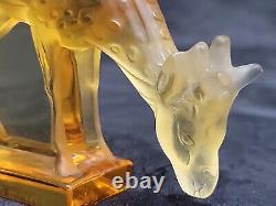 LALIQUE France Crystal Amber Fawn Deer Figurine /Excellent condition Rare Signed