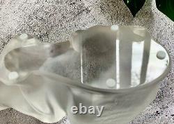Lalique France Chat Couche Crouching Cat Excellent Condition Signed & Authentic