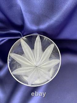 Lalique Signed Crystal Vase with Frosted Fern Leaves, Excellent Condition